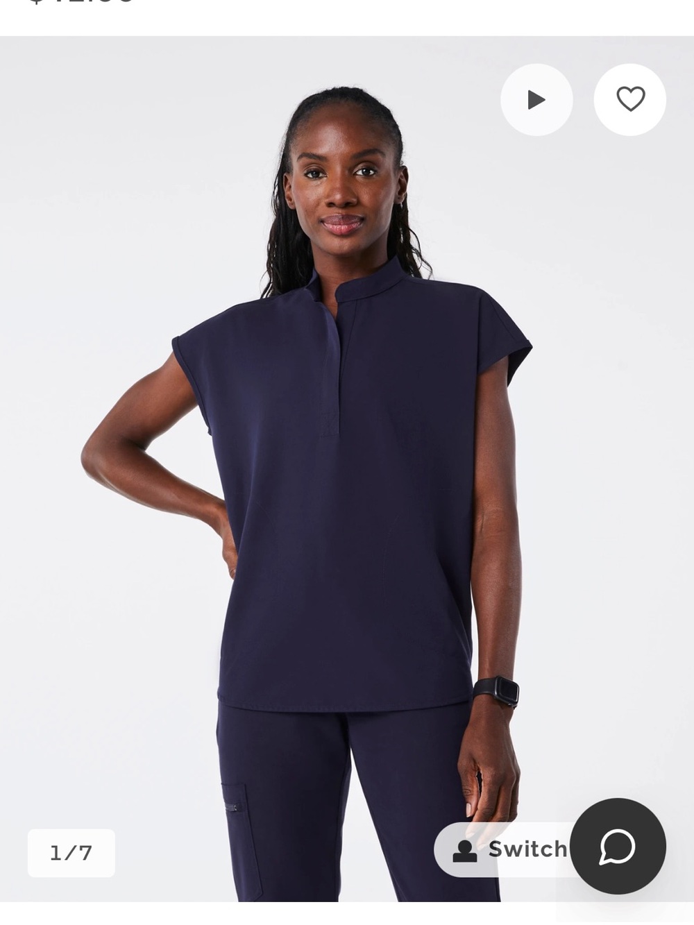 Figs Navy Rafaela Oversized Scub Top